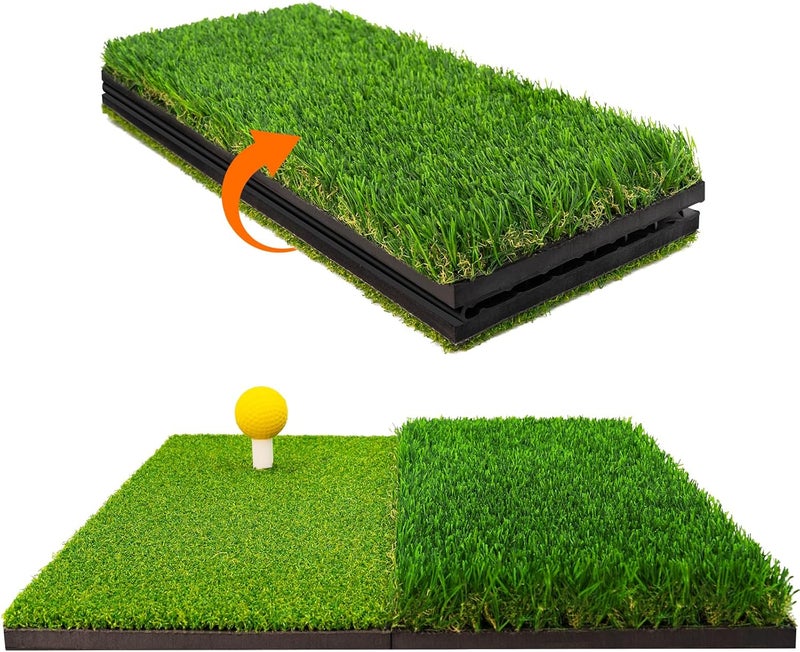 LYDARZ Portable & Foldable Golf Practice Mat – Dual-Turf Golf Hitting Mat for Indoor & Outdoor Swing and Chipping – Fairway & Rough Turf Golf Training Mat for Backyard and Home - Image 2